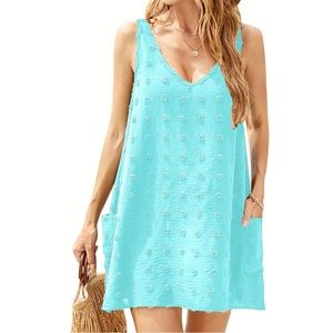 BLOOMING JELLY Size Small Blue Nile Sleeveless Swiss Dot Sundress with Pockets